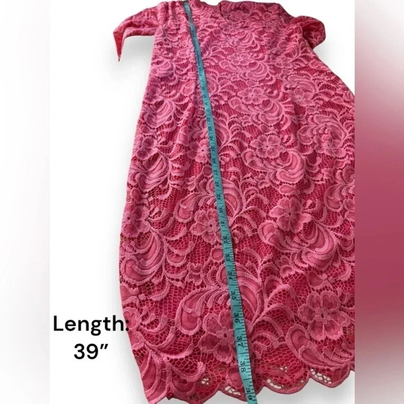 NWT Mama:Lucious Bright‎ Pink Stretch Lace Maternity Formal Dress - Size Medium - Picture 6 of 13